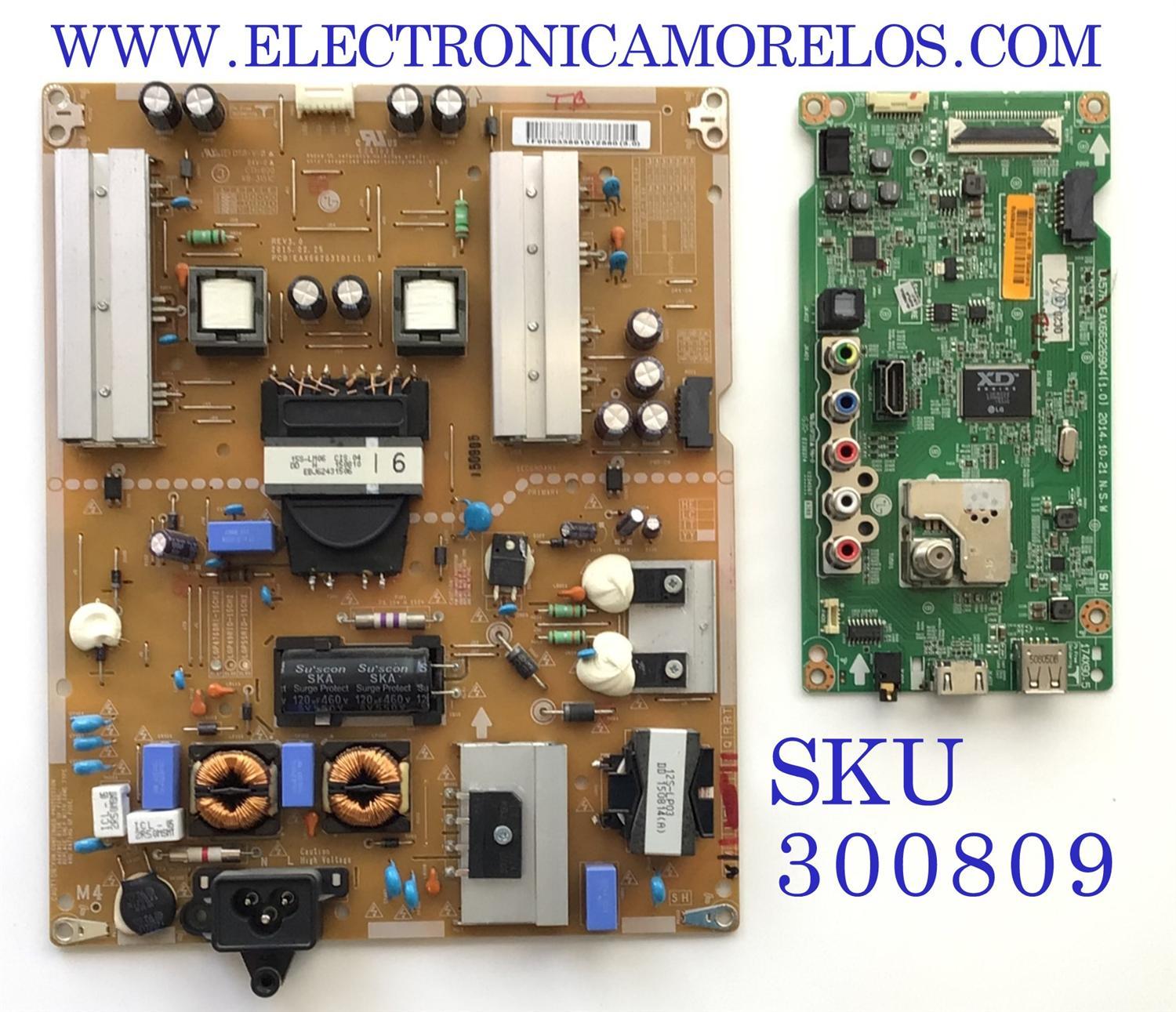 KIT DE TARJETAS PARA TV LG / MAIN EBT63481916 / EAX66226904 / FUENTE EAY63689101 / EAX66203101 /  LGP4760RI-15CH2 / T-CON 6871L-3630C / 6870C-0481A / 3630C / PANEL LC490DUE (MG)(A6) / MODELO 49LF5500-UA.BUSYLJR